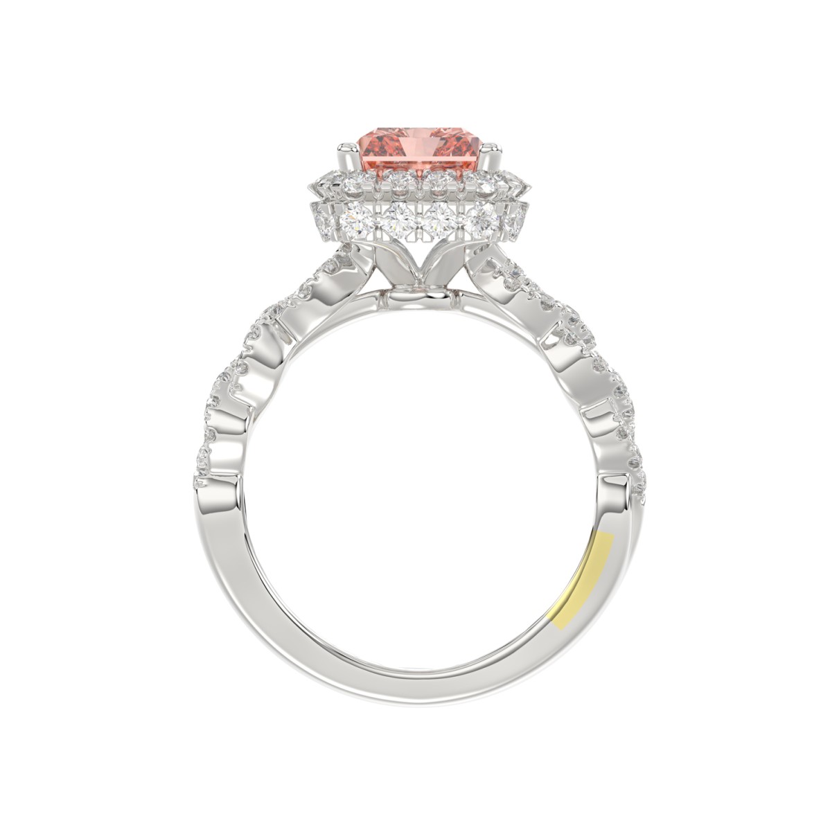 14K WHITE GOLD 4.00CT ROUND/RADIANT DIAMOND LADIES BRIDAL SET (CENTER STONE RADIANT PINK DIAMOND 3.00CT)