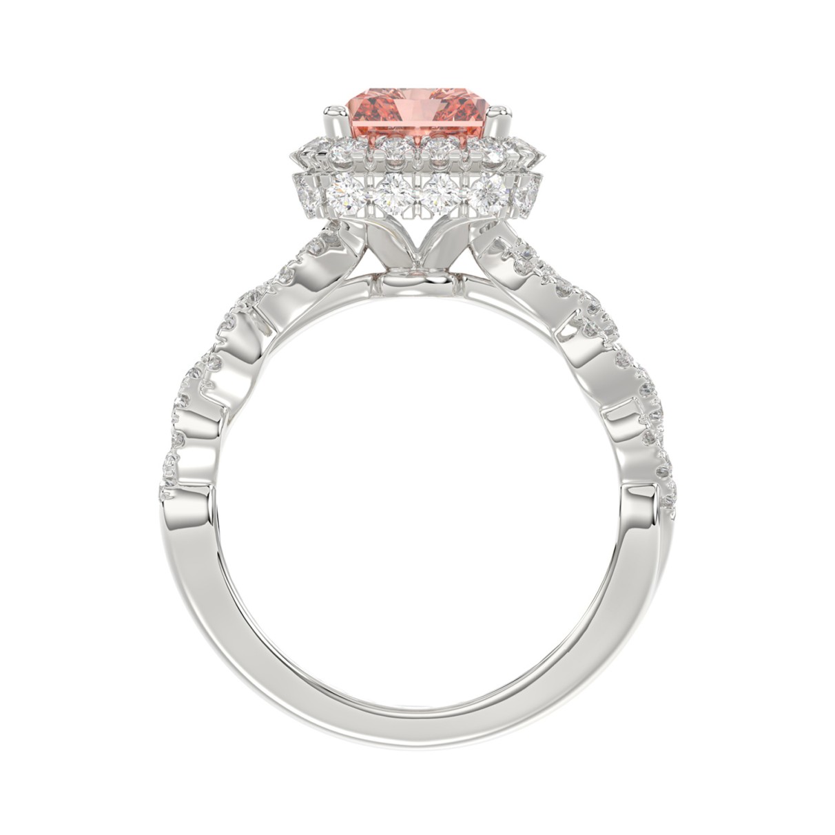 14K WHITE GOLD 4.00CT ROUND/RADIANT DIAMOND LADIES BRIDAL SET (CENTER STONE RADIANT PINK DIAMOND 3.00CT)