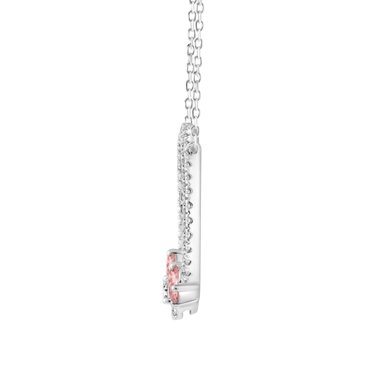 ETERNAL BLUSH COLLECTION 14K WHITE GOLD 1.00CT ROUND PINK DIAMOND / PEAR DIAMOND LADIES NECKLACE