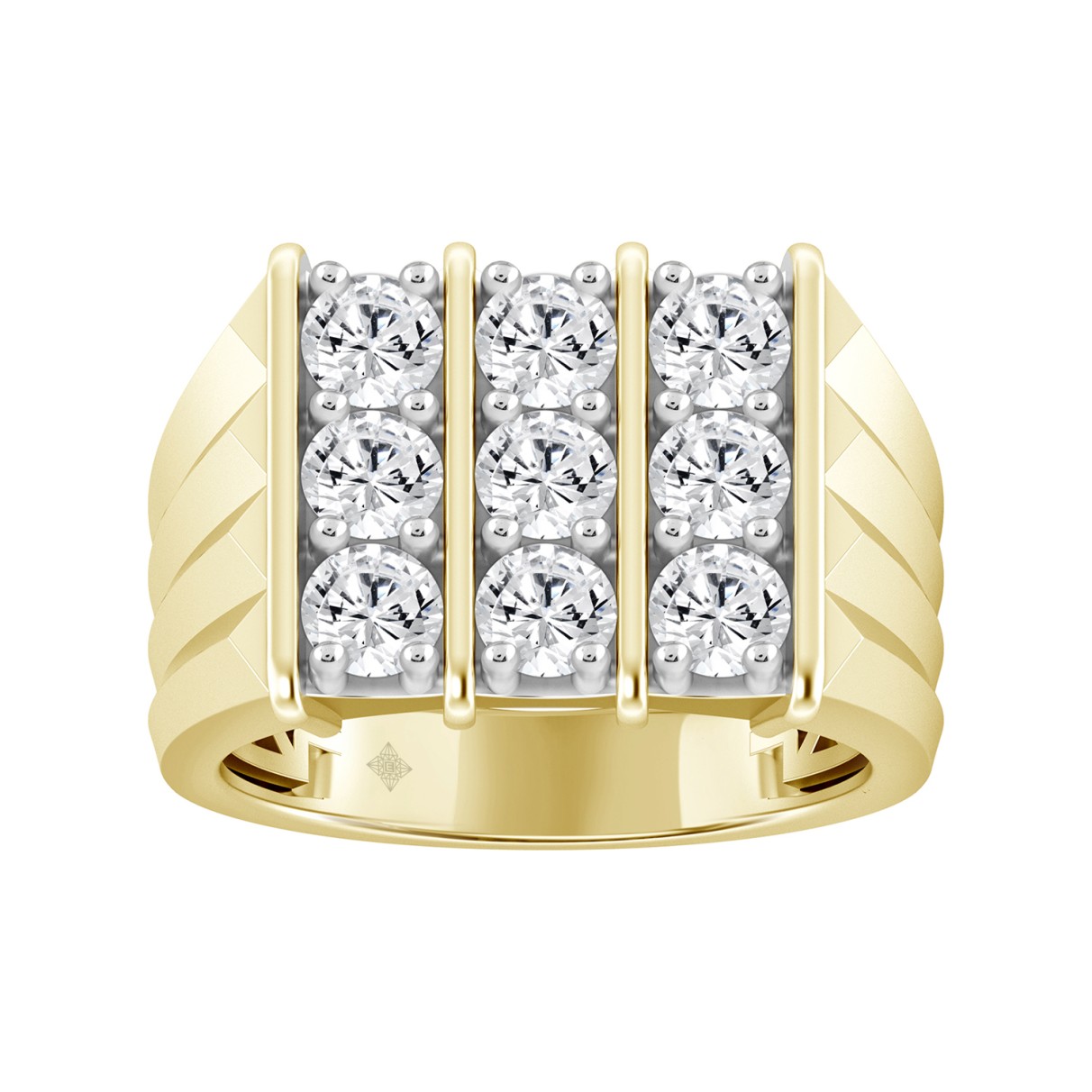 10K YELLOW GOLD 2.00CT ROUND DIAMOND MEN'S RING...