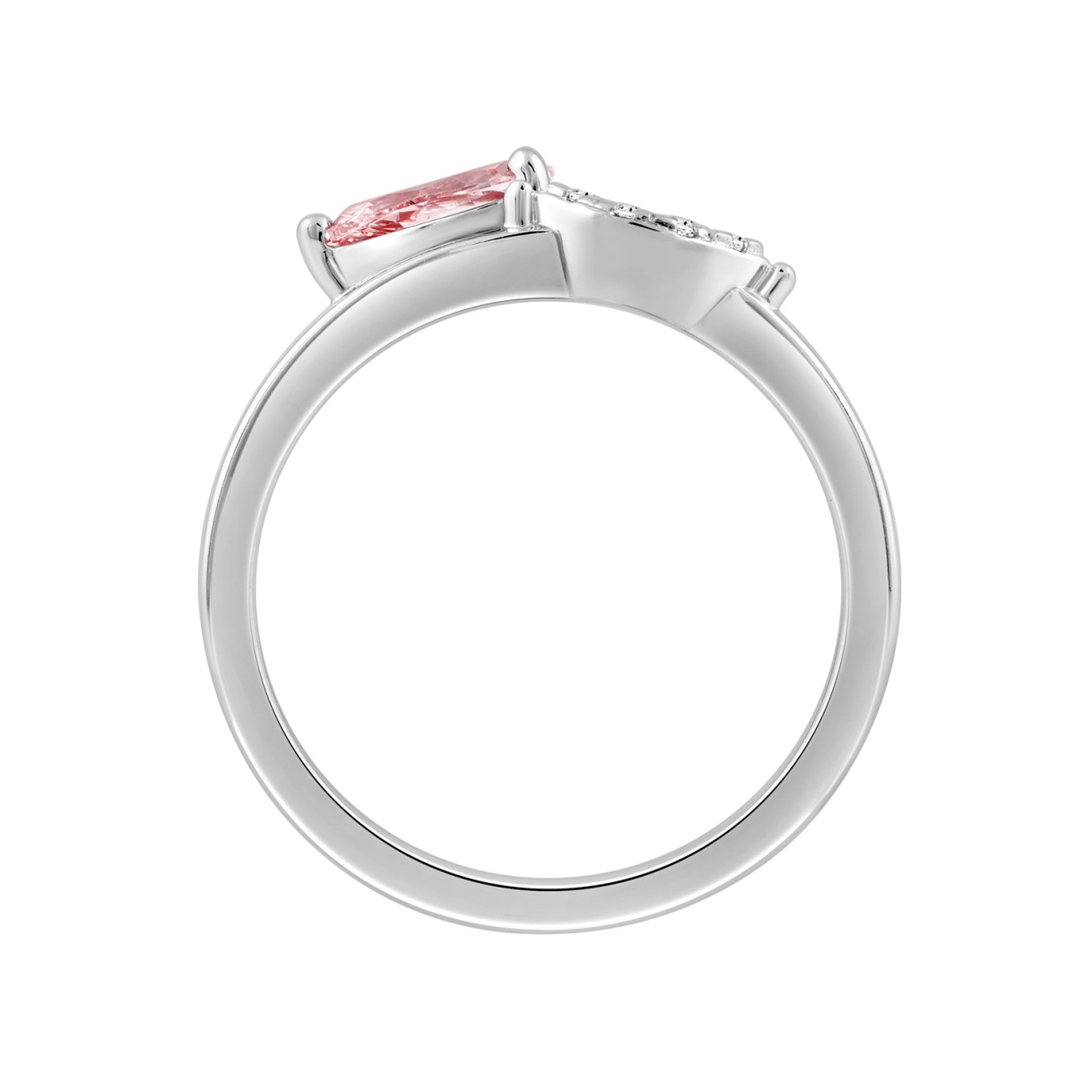 ETERNAL BLUSH COLLECTION 14K WHITE GOLD 3/4CT ROUND/PINK PEAR DIAMOND LADIES RING