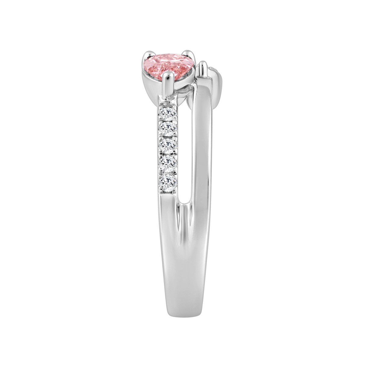 ETERNAL BLUSH COLLECTION 14K WHITE GOLD 3/4CT ROUND/PINK PEAR DIAMOND LADIES RING