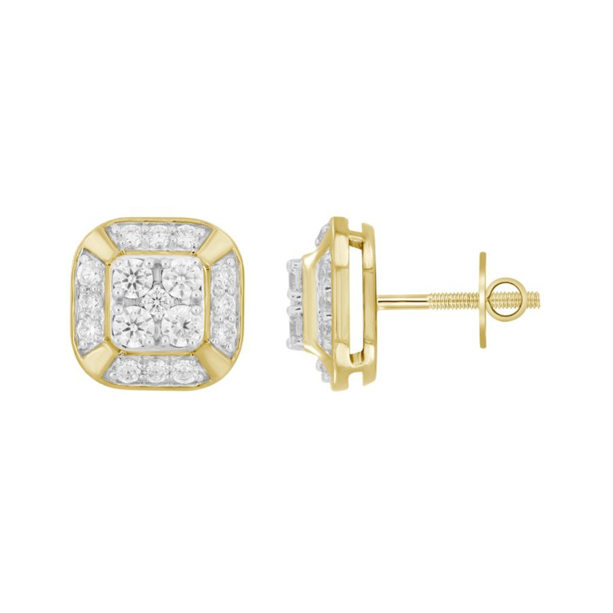 10K YELLOW GOLD 1/2CT ROUND DIAMOND LADIES EARRING