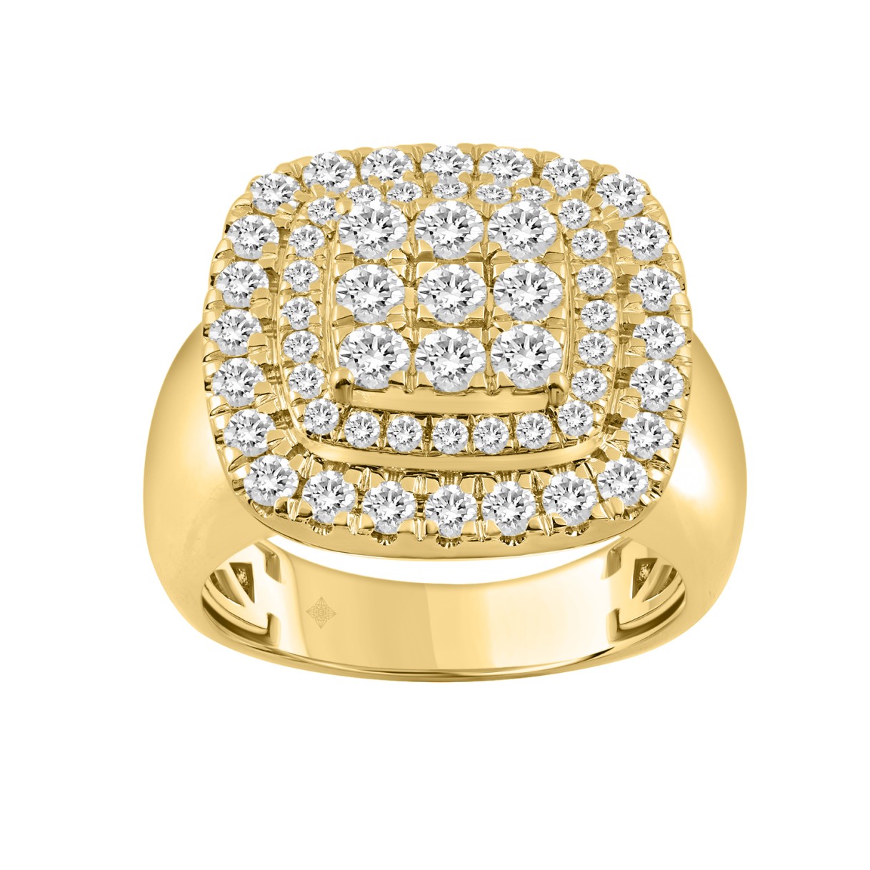 10K YELLOW GOLD 2 1/4CT ROUND DIAMOND MEN'S RING...