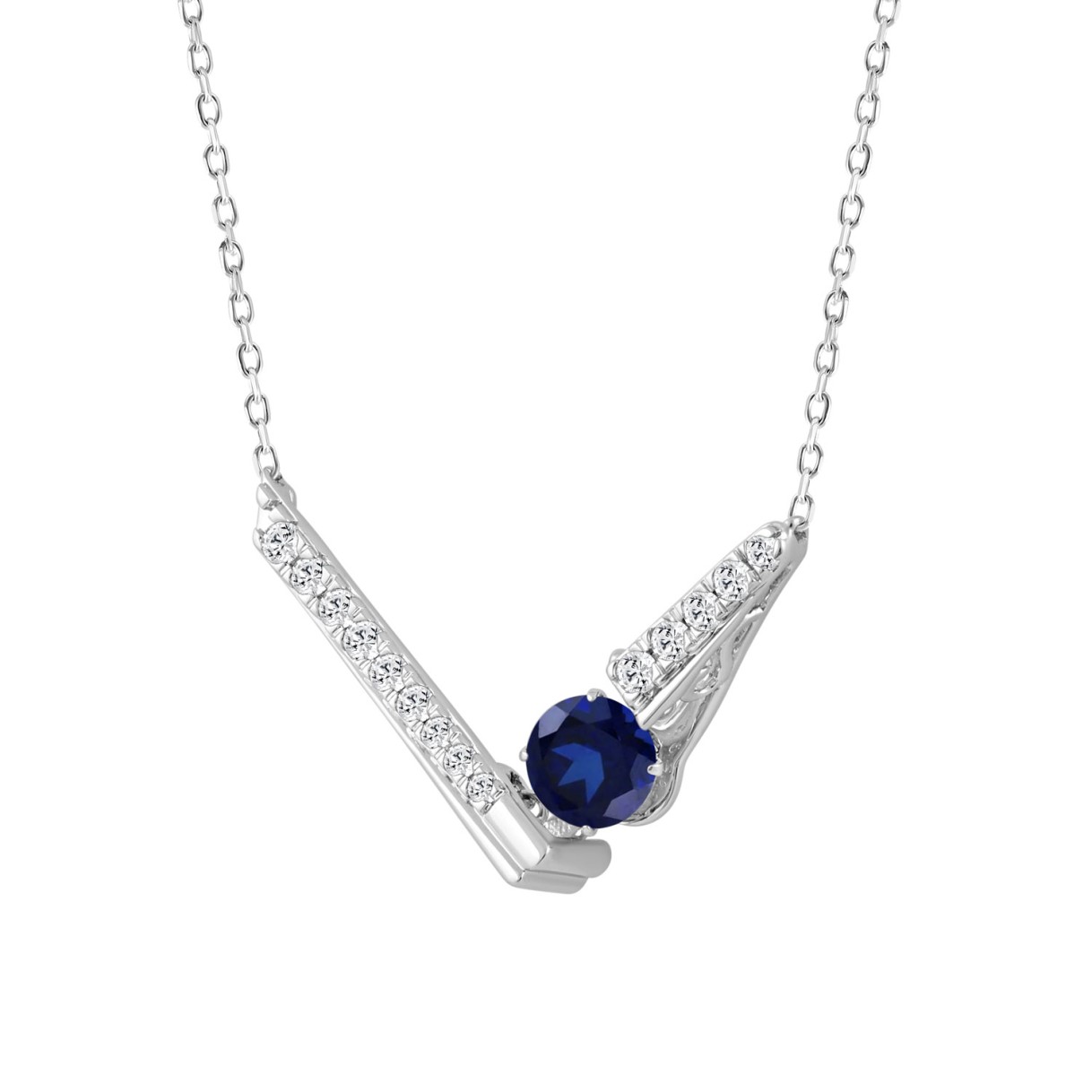 14K WHITE GOLD 7/8CT ROUND DIAMOND LADIES PENDANT (ROUND BLUE)