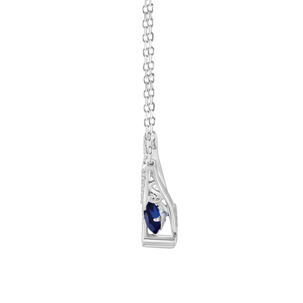 14K WHITE GOLD 7/8CT ROUND DIAMOND LADIES PENDANT (ROUND BLUE)