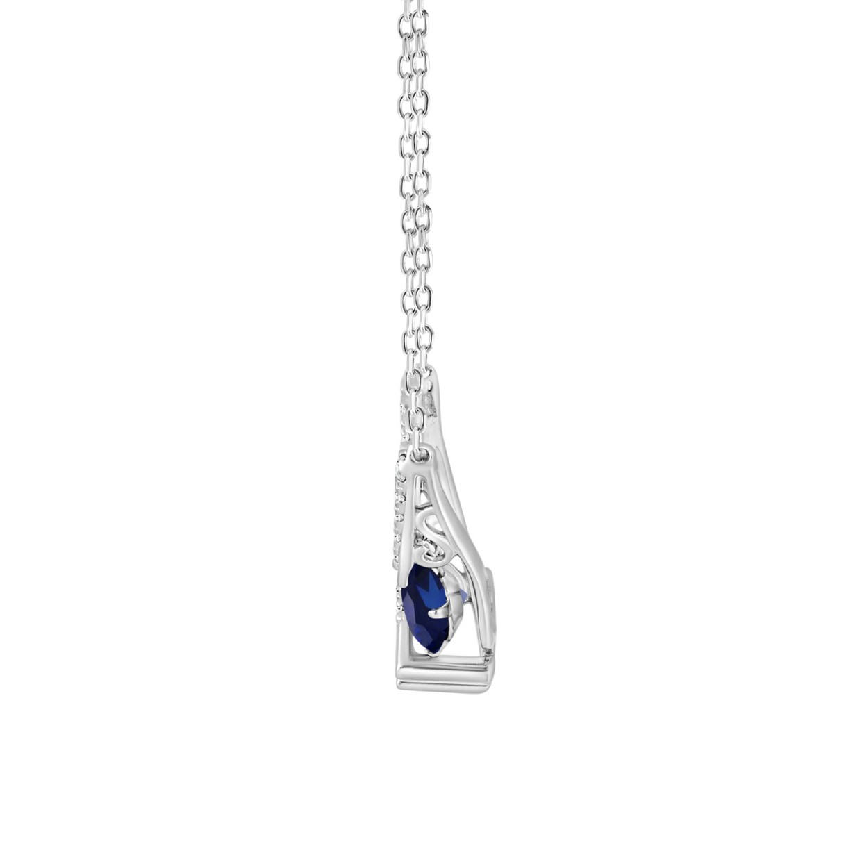 14K WHITE GOLD 7/8CT ROUND DIAMOND LADIES PENDANT (ROUND BLUE)