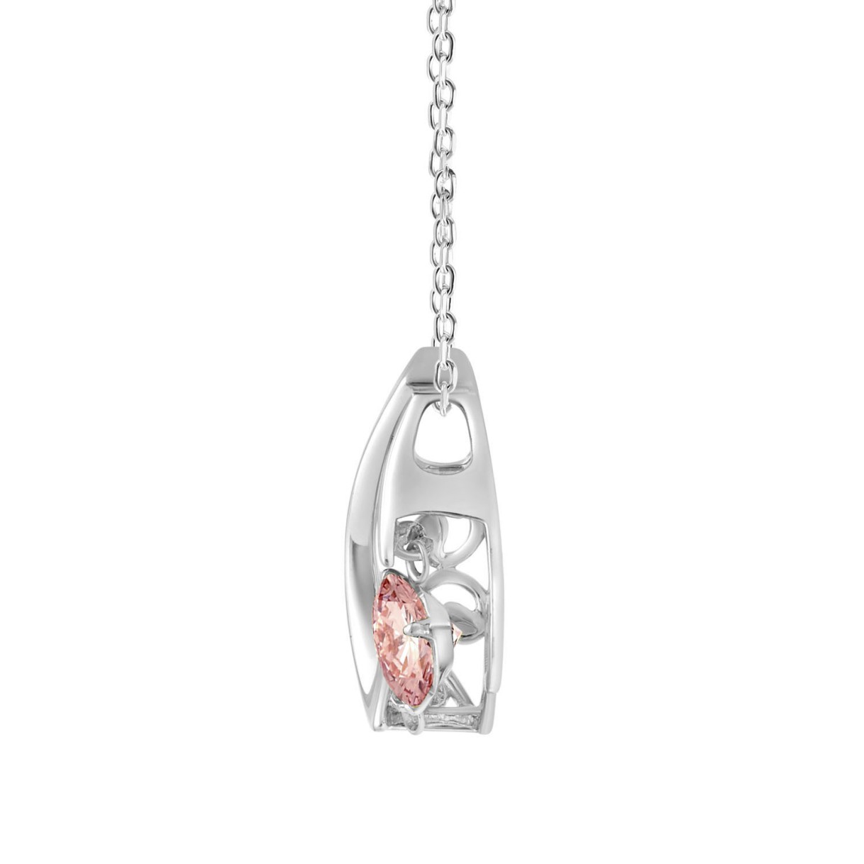 ETERNAL BLUSH COLLECTION 14K WHITE GOLD 1/2CT ROUND DIAMOND LADIES PENDANT (ROUND PINK)