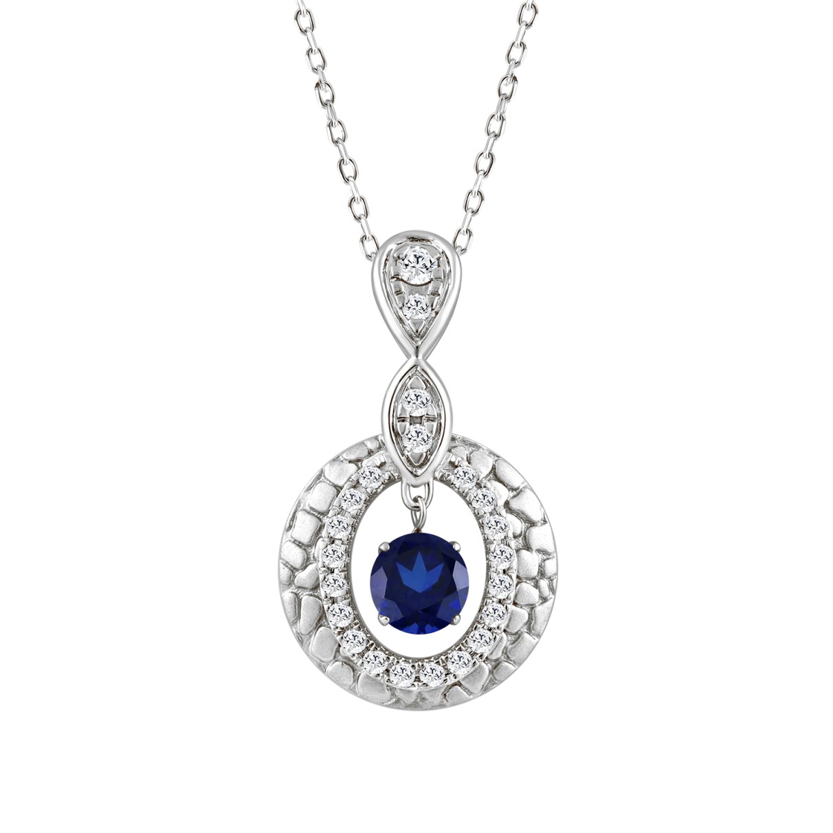 14K WHITE GOLD 3/4CT ROUND DIAMOND LADIES PENDANT WITH CHAIN