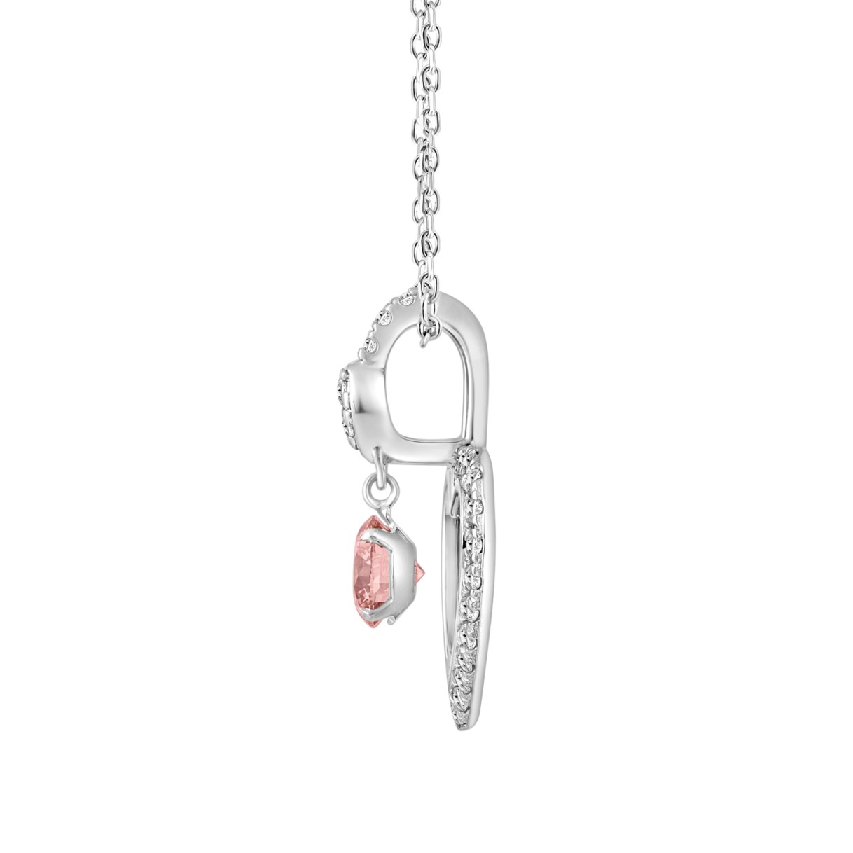 ETERNAL BLUSH COLLECTION 14K WHITE GOLD 3/4CT ROUND DIAMOND LADIES PENDANT WITH CHAIN (ROUND PINK)