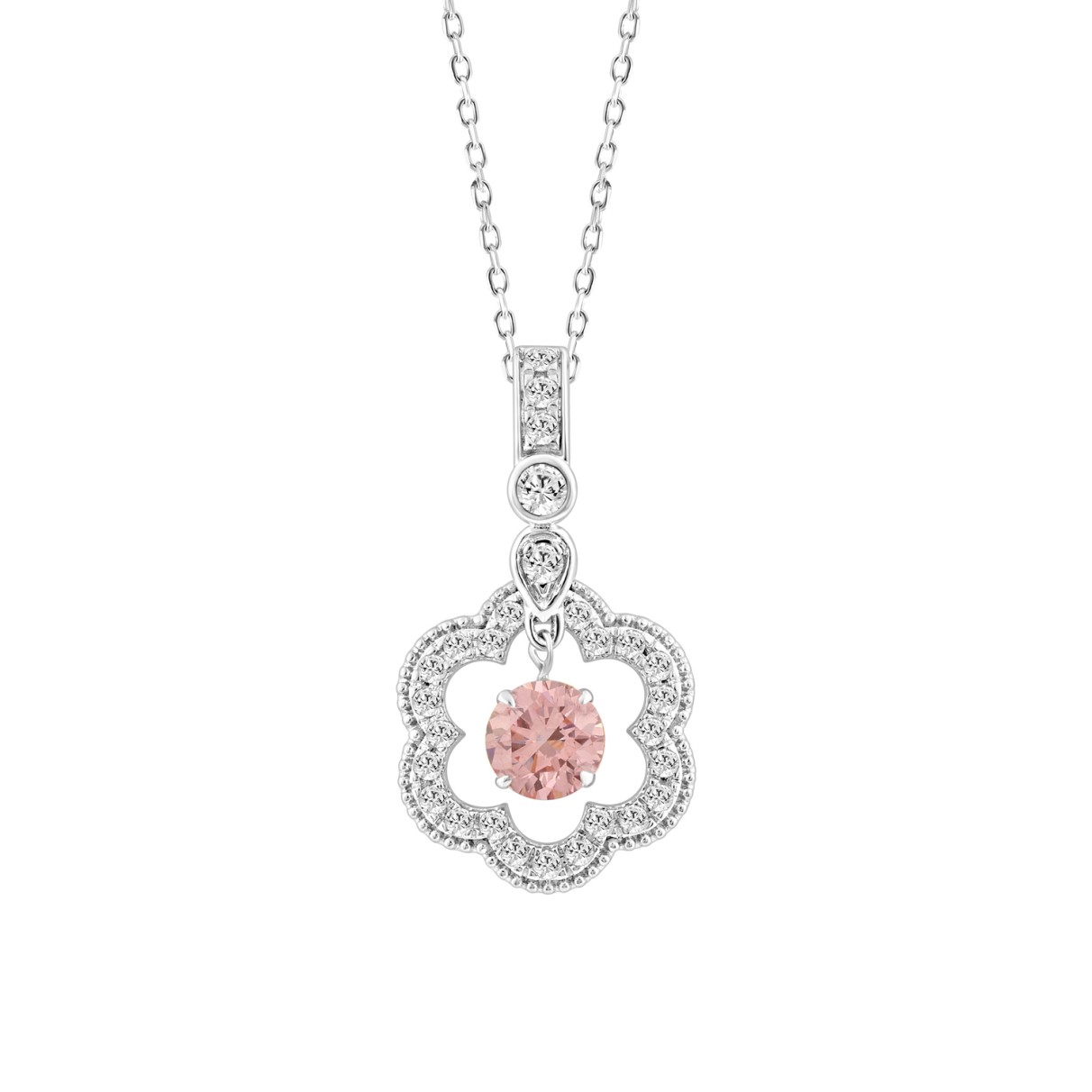 14K WHITE GOLD 3/4CT ROUND DIAMOND LADIES PENDANT ...