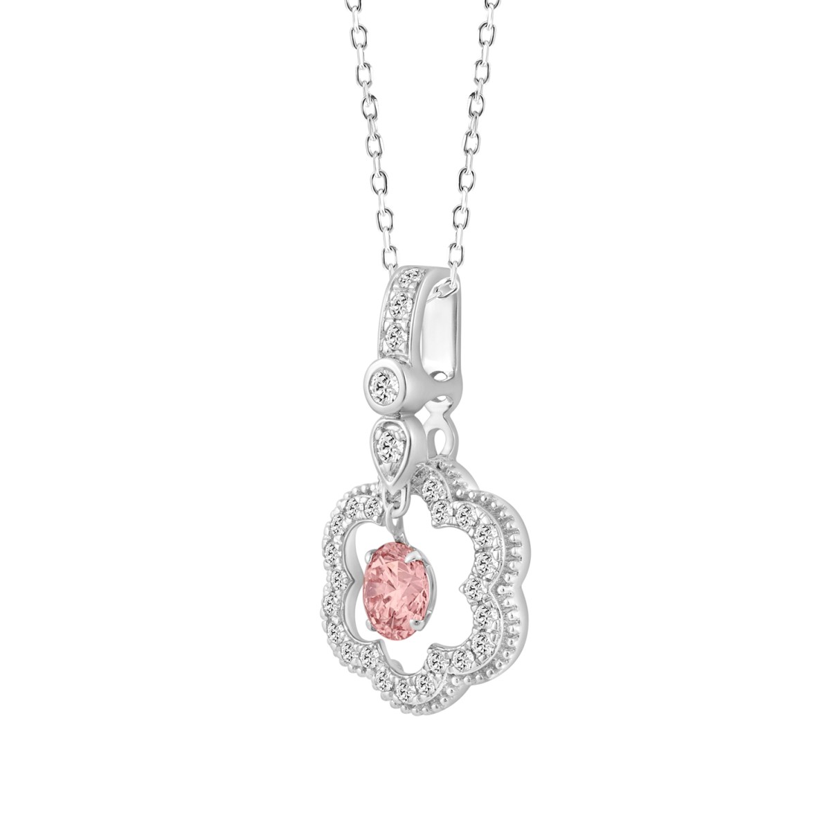 14K WHITE GOLD 3/4CT ROUND DIAMOND LADIES PENDANT WITH CHAIN