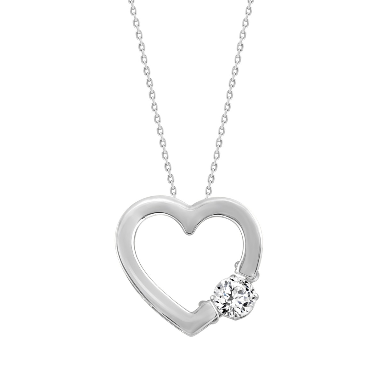 14K WHITE GOLD 1/2CT ROUND DIAMOND LADIES PENDANT ...