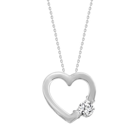 14K WHITE GOLD 1/2CT ROUND DIAMOND LADIES PENDANT WITH CHAIN