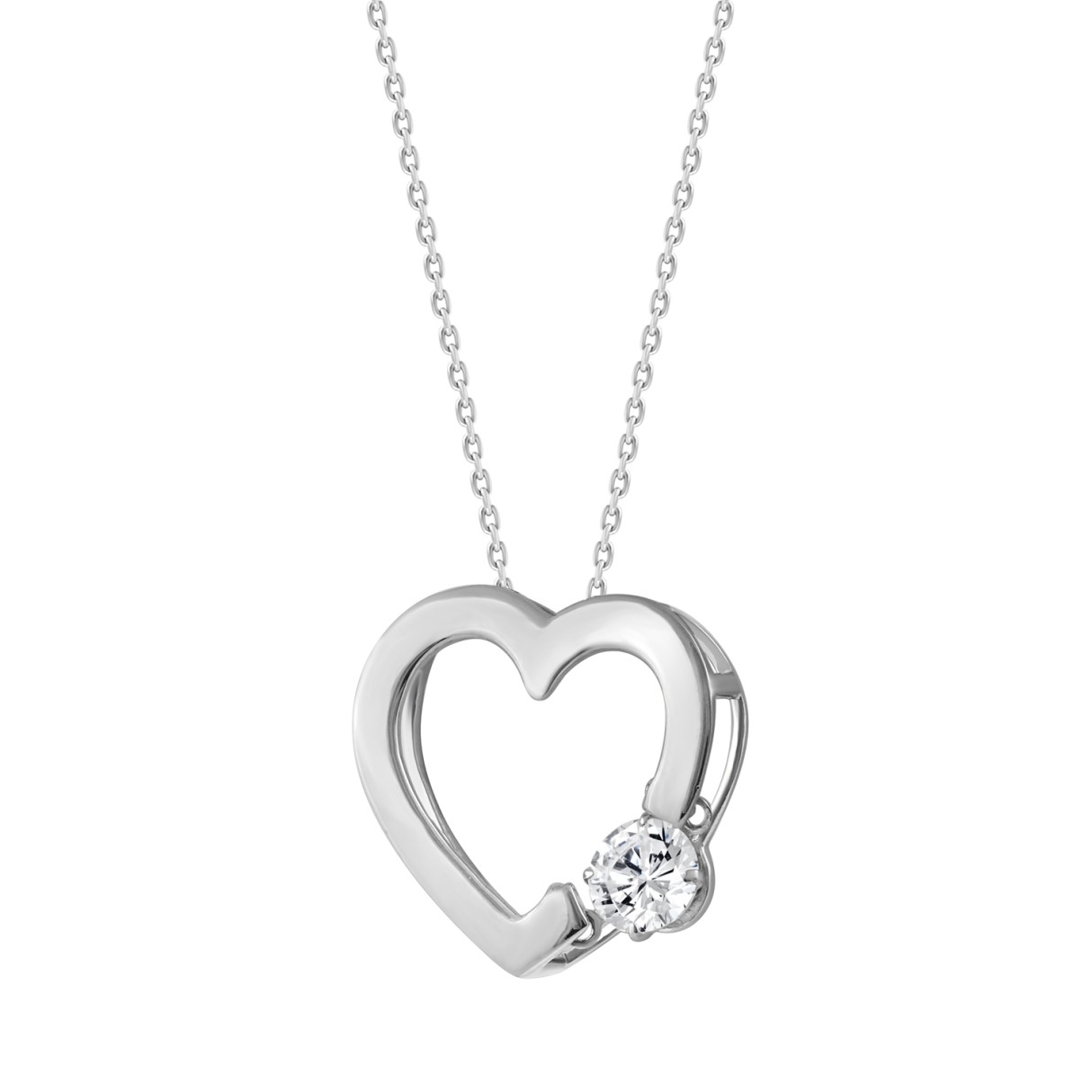 14K WHITE GOLD 1/2CT ROUND DIAMOND LADIES PENDANT WITH CHAIN