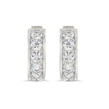 10K WHITE GOLD 1.00CT ROUND DIAMOND LADIES HOOPS EARRINGS