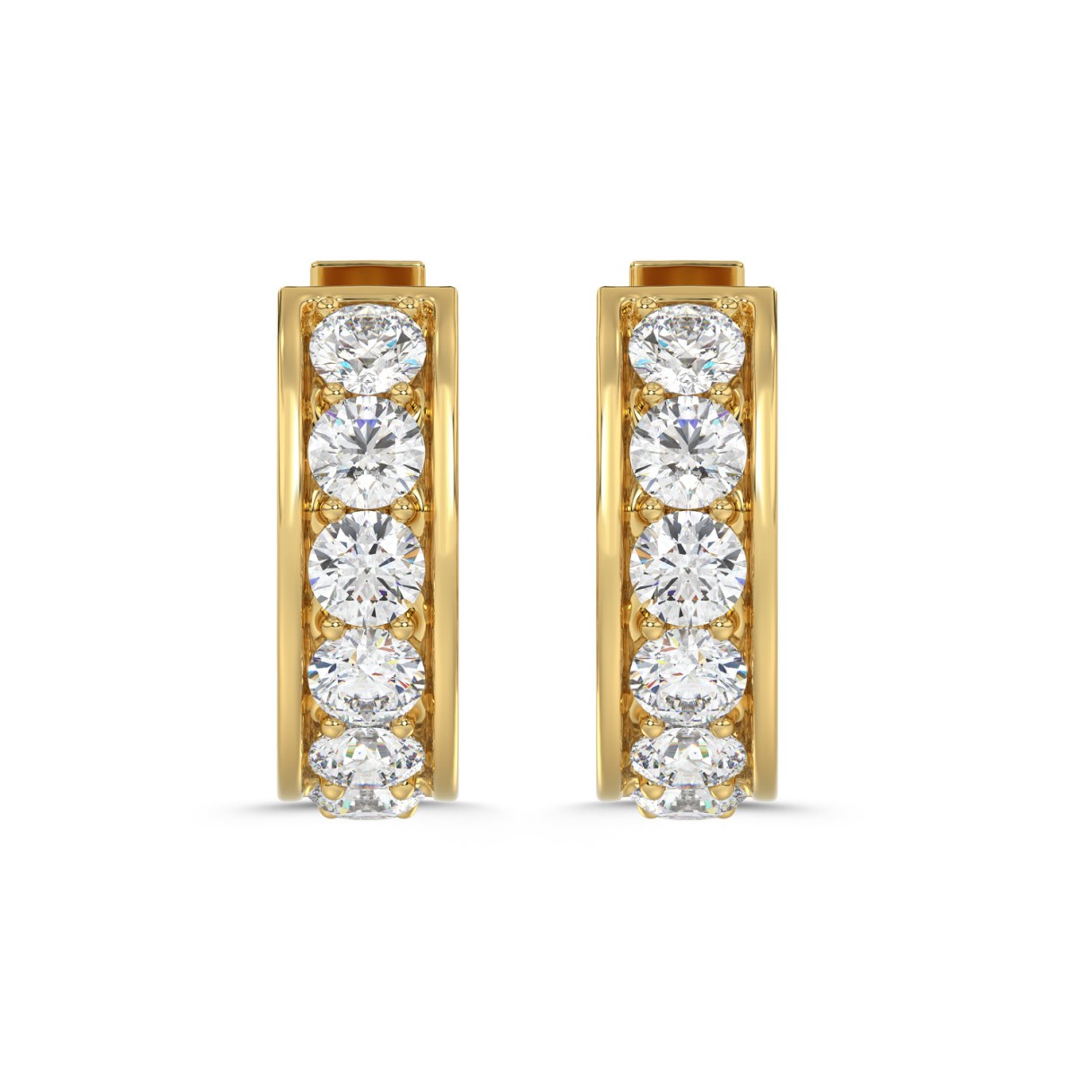 10K YELLOW GOLD 1.00CT ROUND DIAMOND LADIES HOOP EARRINGS