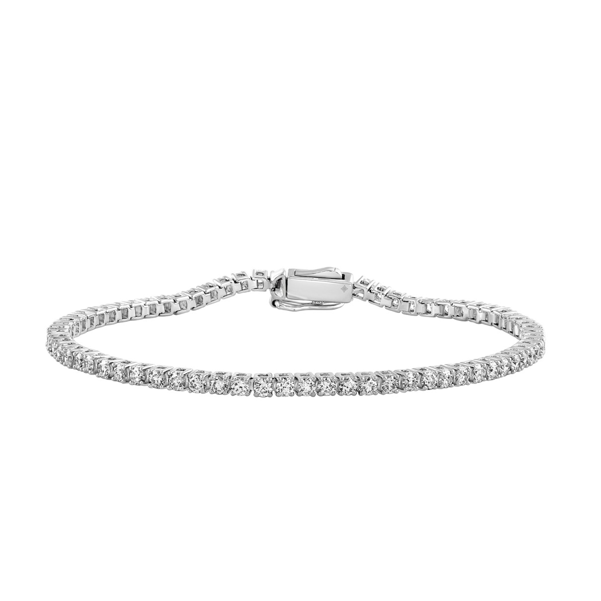 18K WHITE GOLD 3.00CT ROUND DIAMOND LADIES TENNIS BRACELET (TALON CLAWS LOCK)