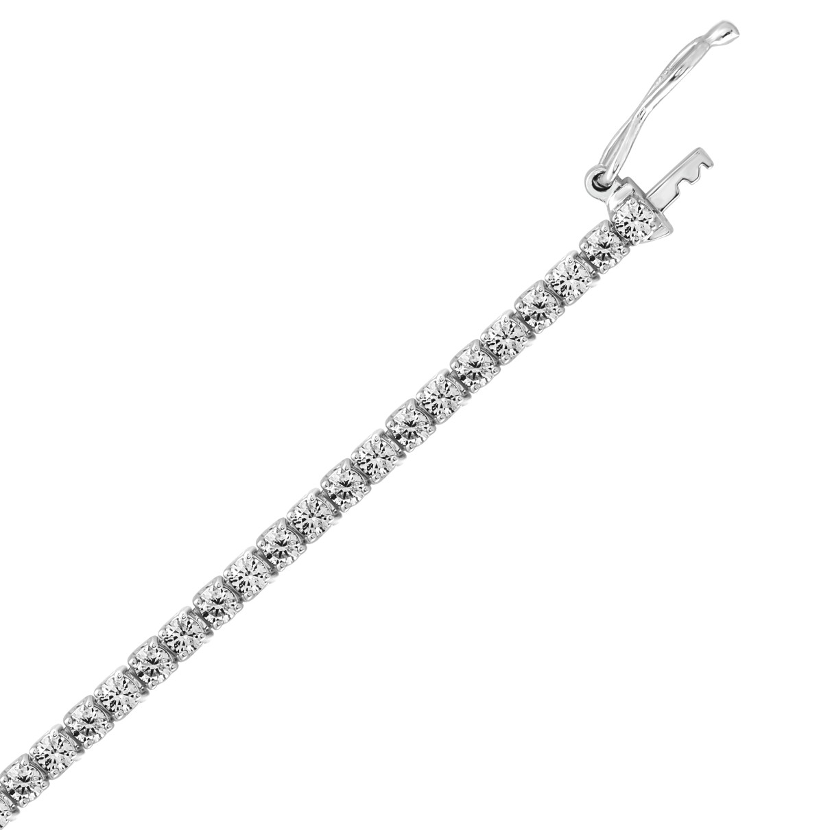 18K WHITE GOLD 3.00CT ROUND DIAMOND LADIES TENNIS BRACELET (TALON CLAWS LOCK)