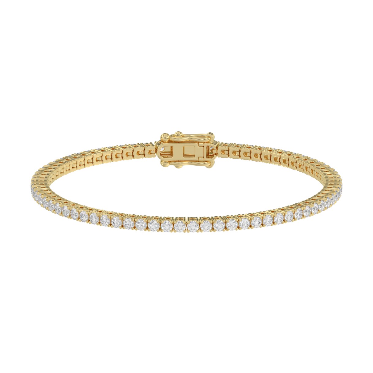 18K YELLOW GOLD 3.00CT ROUND DIAMOND LADIES TENNIS BRACELET (TALON CLAWS LOCK)