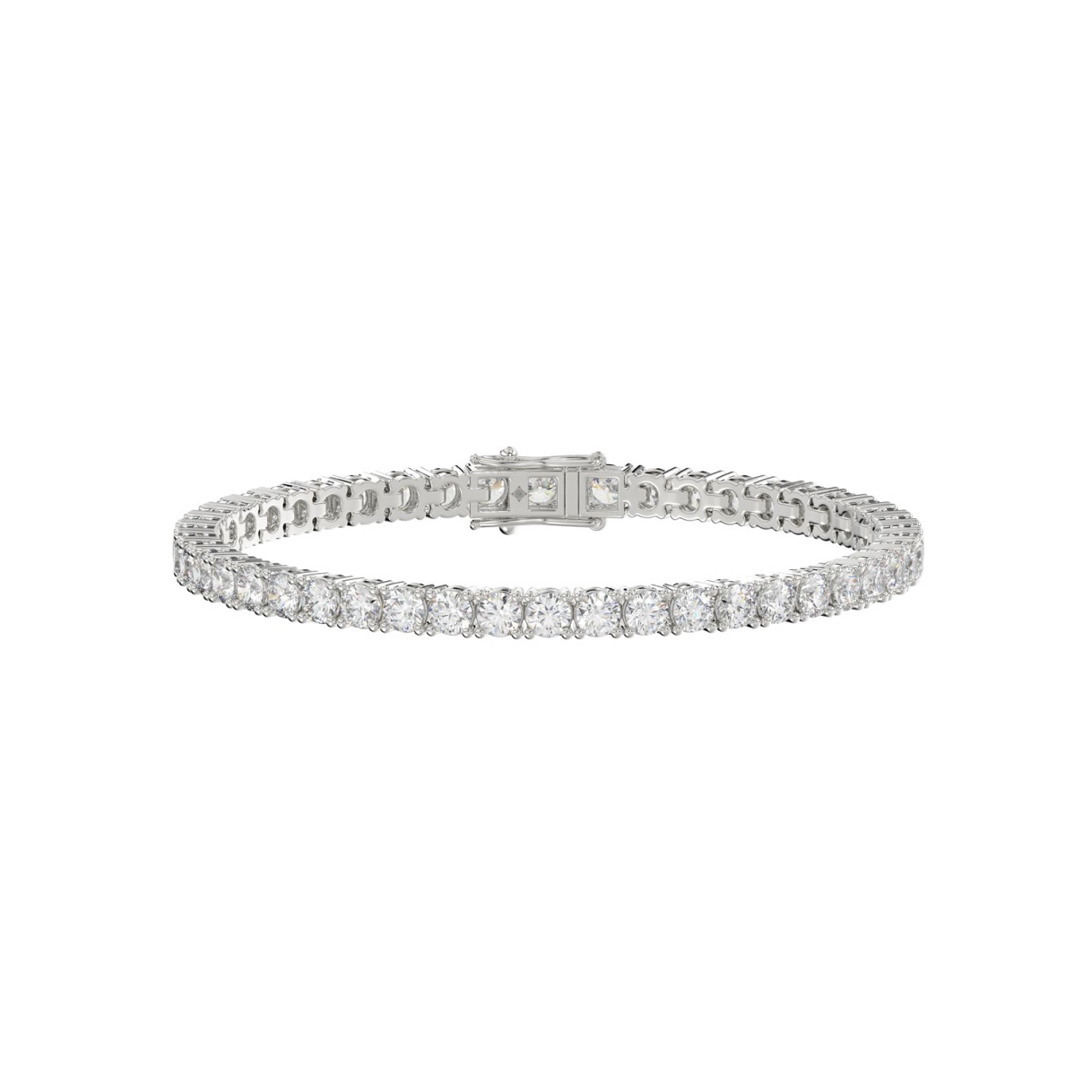 18K WHITE GOLD 5.00CT ROUND DIAMOND LADIES TENNIS BRACELET (TALON CLAWS LOCK)