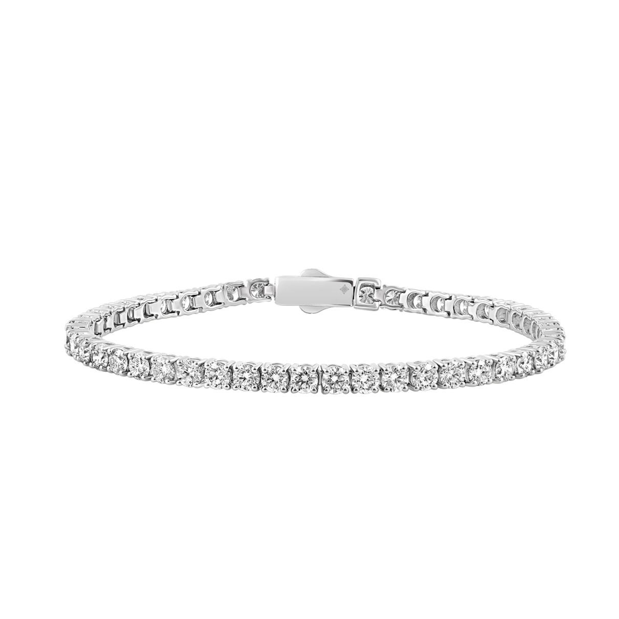 18K WHITE GOLD 7.00CT ROUND DIAMOND LADIES TENNIS BRACELET (TALON CLAWS LOCK)