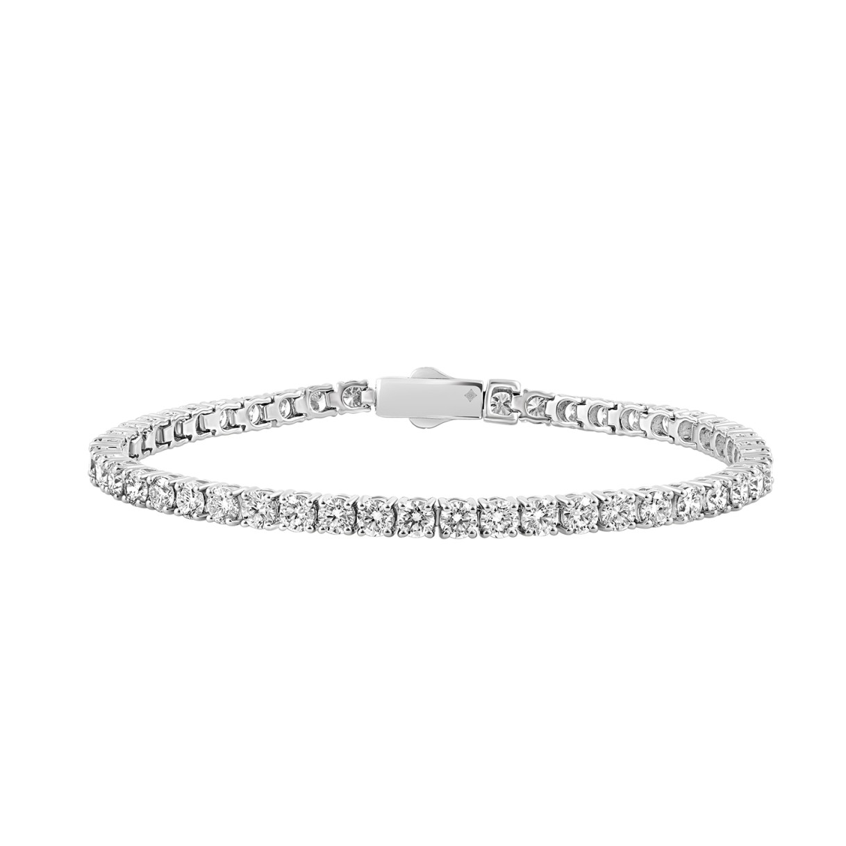 18K WHITE GOLD 7.00CT ROUND DIAMOND LADIES TENNIS BRACELET (TALON CLAWS LOCK)