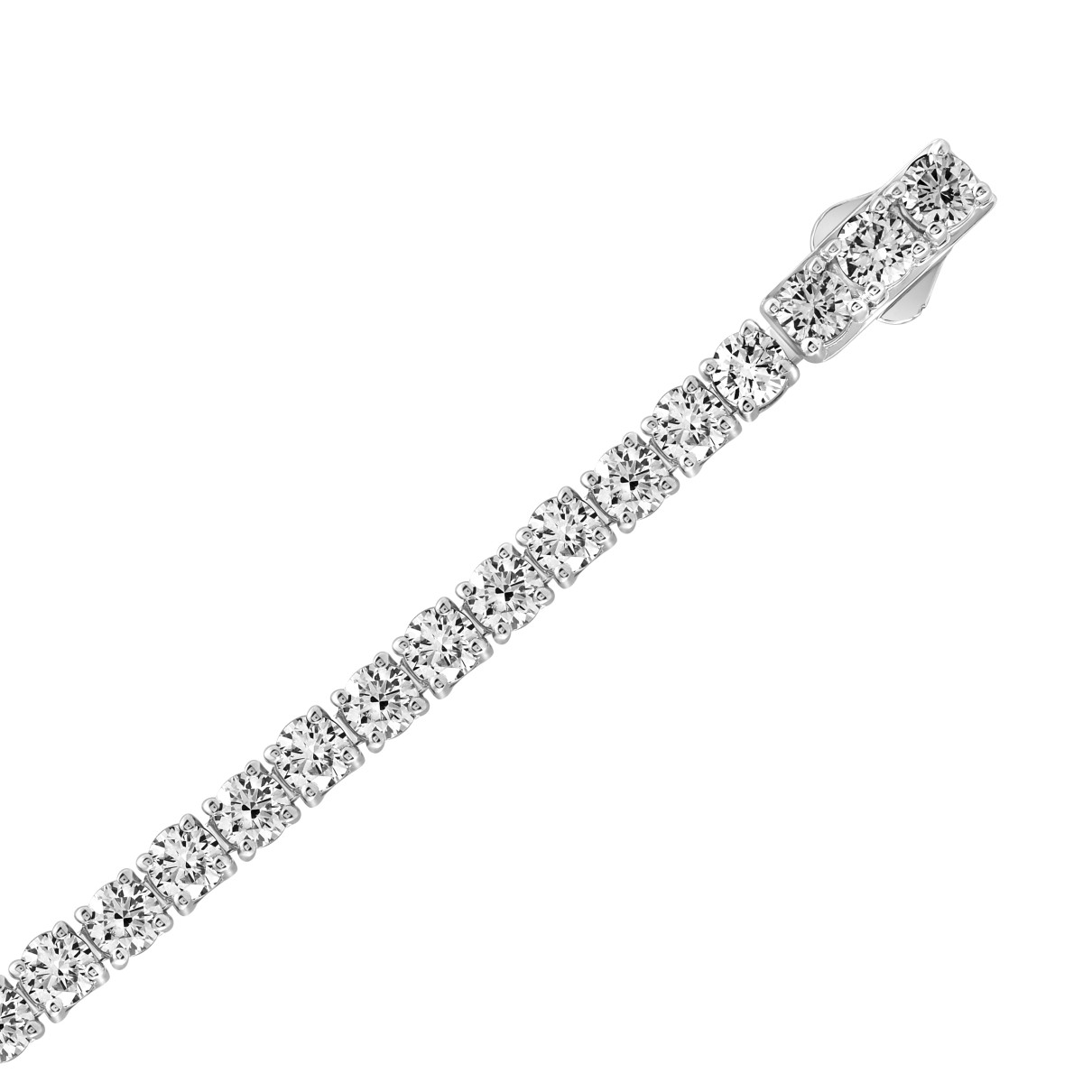 18K WHITE GOLD 7.00CT ROUND DIAMOND LADIES TENNIS BRACELET (TALON CLAWS LOCK)