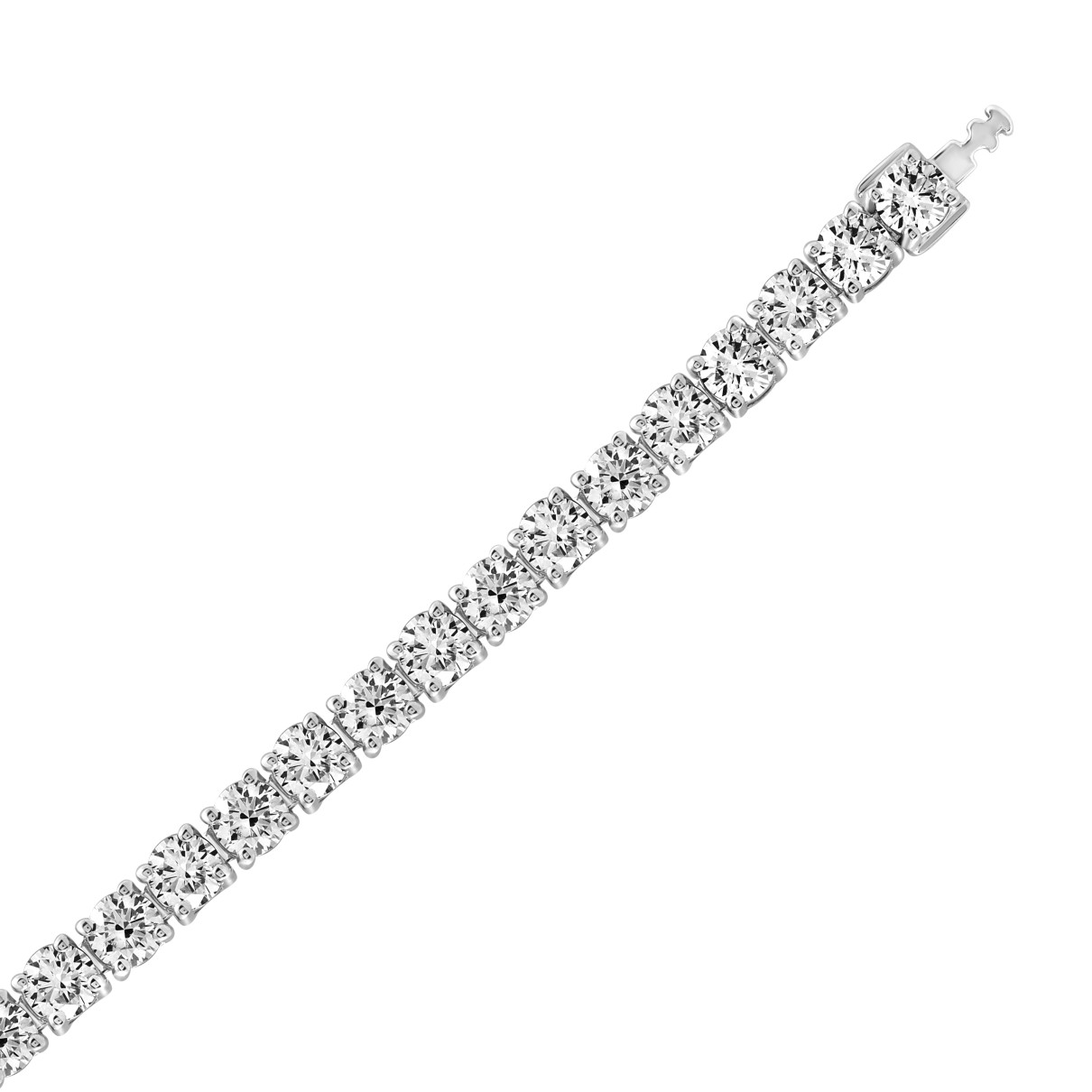 18K WHITE GOLD 7.00CT ROUND DIAMOND LADIES TENNIS BRACELET (TALON CLAWS LOCK)