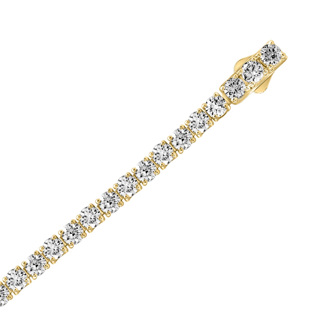 18K YELLOW GOLD 7.00CT ROUND DIAMOND LADIES TENNIS BRACELET (TALON CLAWS LOCK)