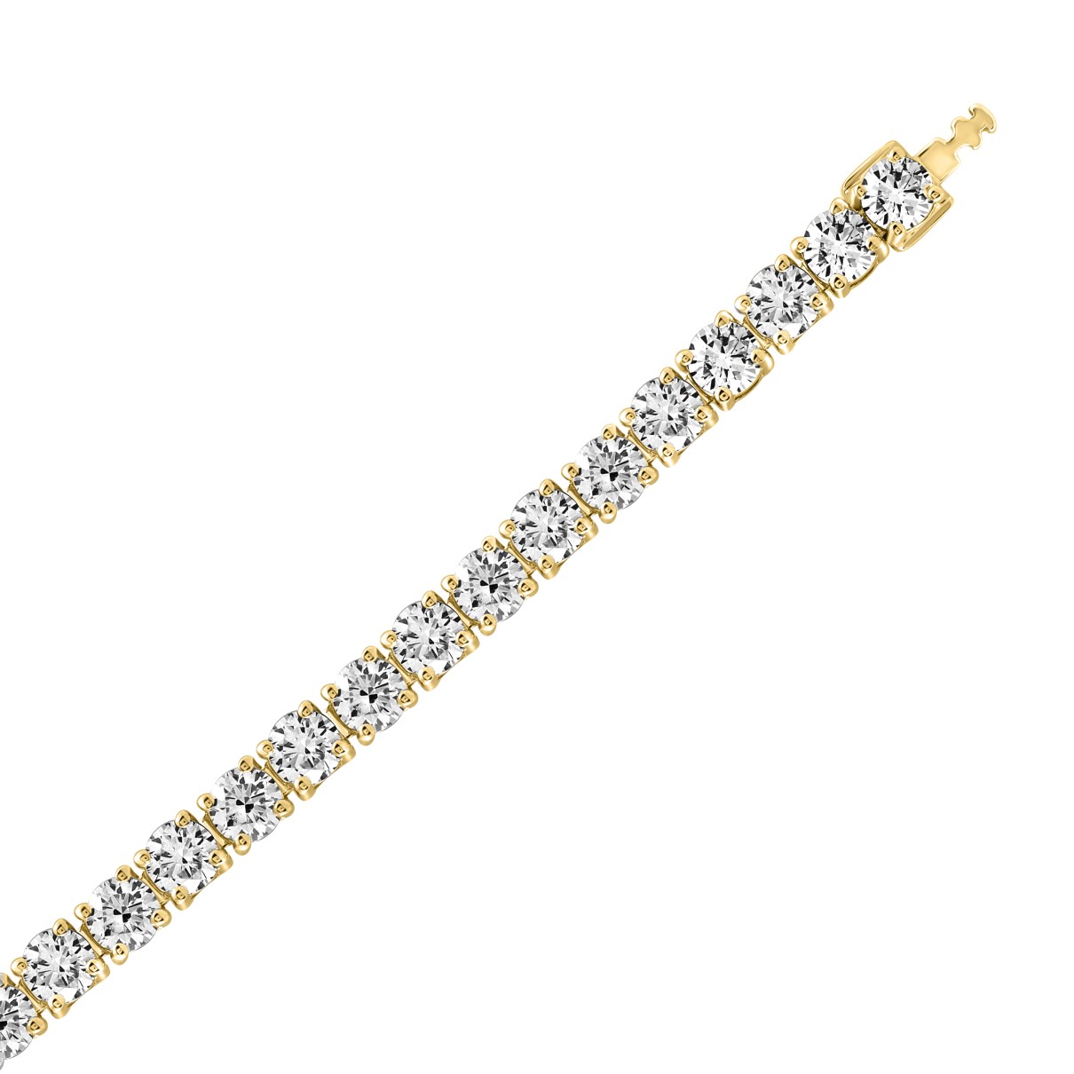 18K YELLOW GOLD 7.00CT ROUND DIAMOND LADIES TENNIS BRACELET (TALON CLAWS LOCK)