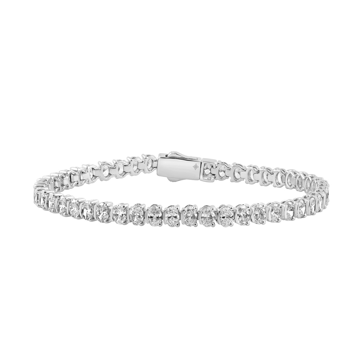 18K WHITE GOLD 7.00CT OVAL DIAMOND LADIES TENNIS BRACELET