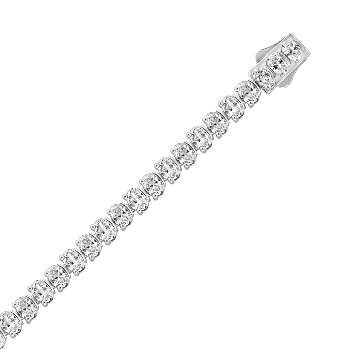 18K WHITE GOLD 7.00CT OVAL DIAMOND LADIES TENNIS BRACELET