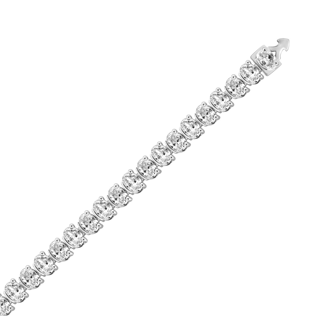 18K WHITE GOLD 7.00CT OVAL DIAMOND LADIES TENNIS BRACELET