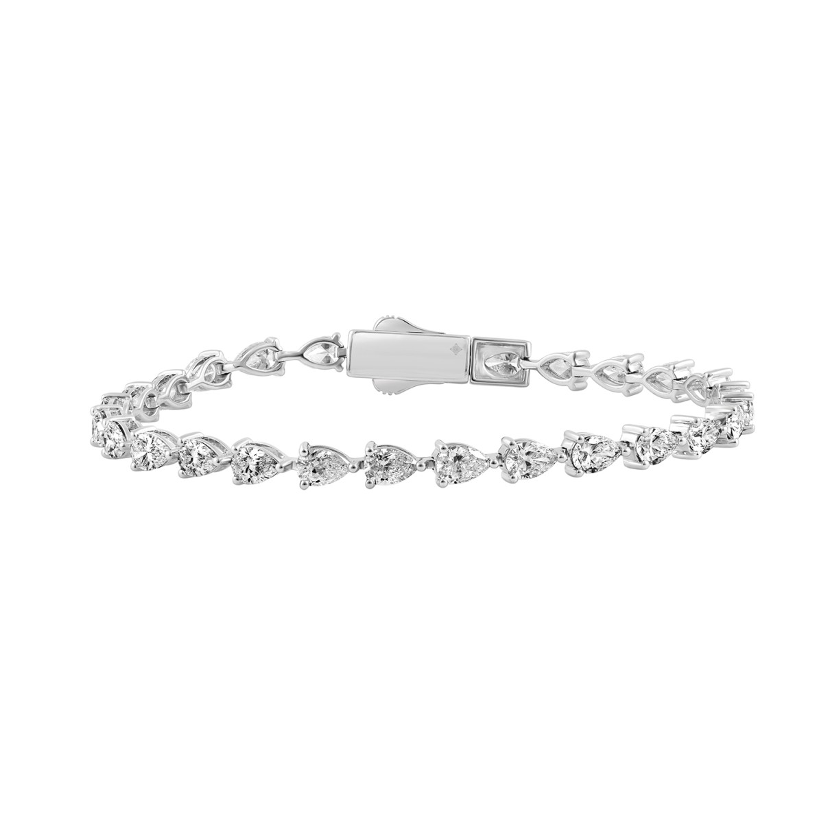 18K WHITE GOLD 7.00CT PEAR DIAMOND LADIES TENNIS BRACELET (TALON CLAWS LOCK)