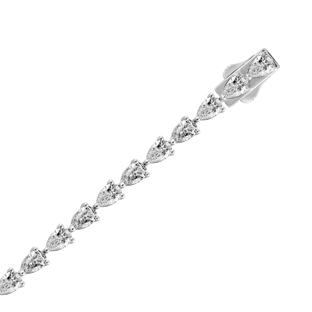 18K WHITE GOLD 7.00CT PEAR DIAMOND LADIES TENNIS BRACELET (TALON CLAWS LOCK)