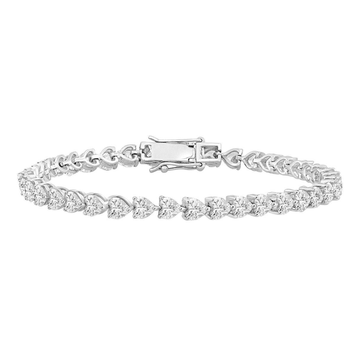 LADIES TENNIS BRACELET 9.00CT HEART DIAMOND 18K WH...