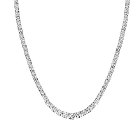 18K WHITE GOLD 5.00CT ROUND DIAMOND LADIES TENNIS NECKLACE