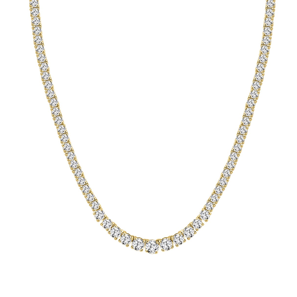 14K YELLOW GOLD 5.00CT ROUND DIAMOND LADIES TENNIS NECKLACE
