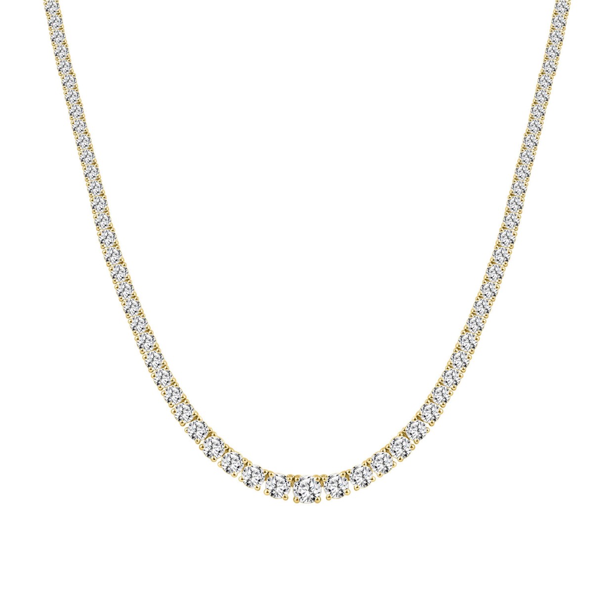 14K YELLOW GOLD 7.00CT ROUND DIAMOND LADIES TENNIS NECKLACE