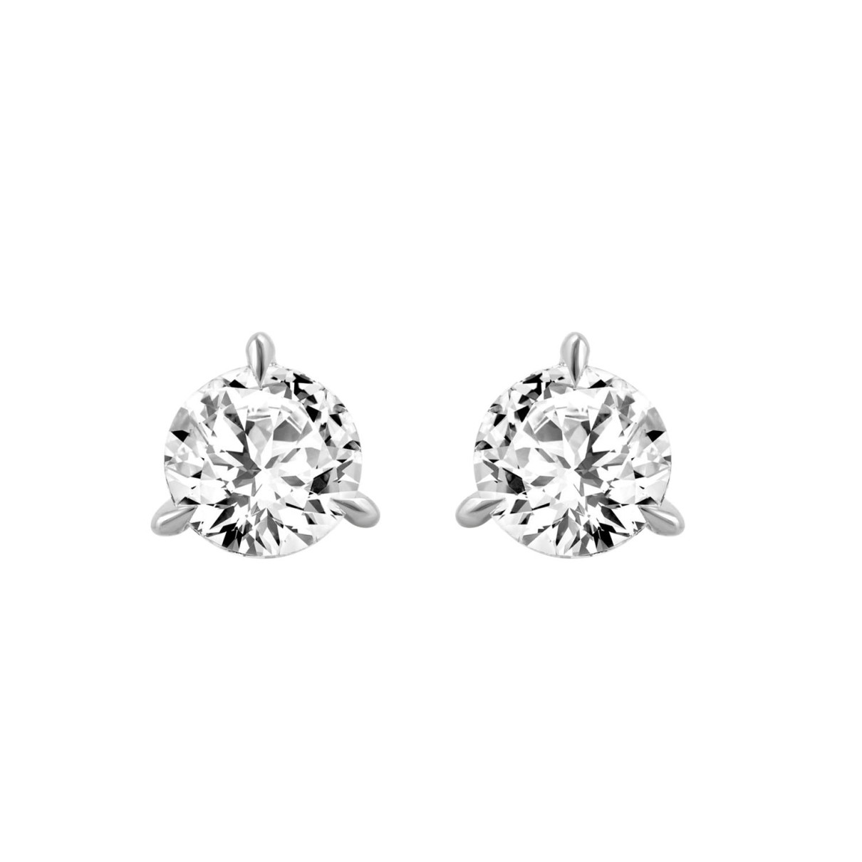 18K WHITE GOLD 1.00CT ROUND DIAMOND SOLITAIRE EARRINGS (TALON CLAWS LOCK)