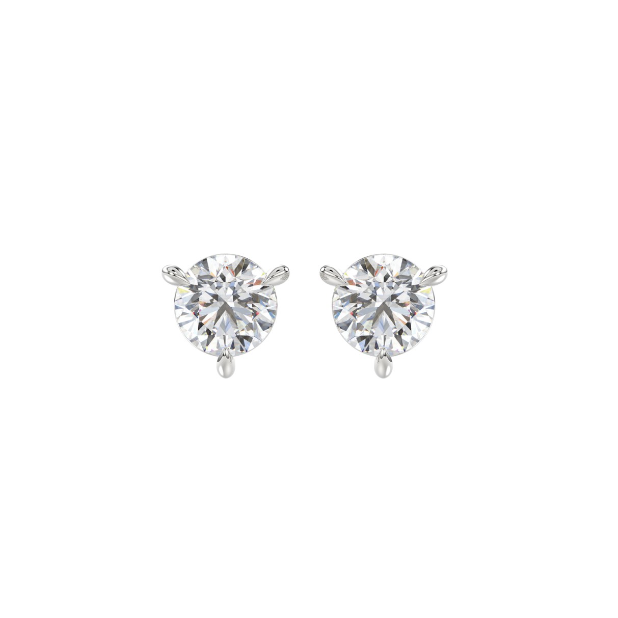 18K WHITE GOLD 1.00CT ROUND DIAMOND SOLITAIRE EARRINGS (TALON CLAWS LOCK)