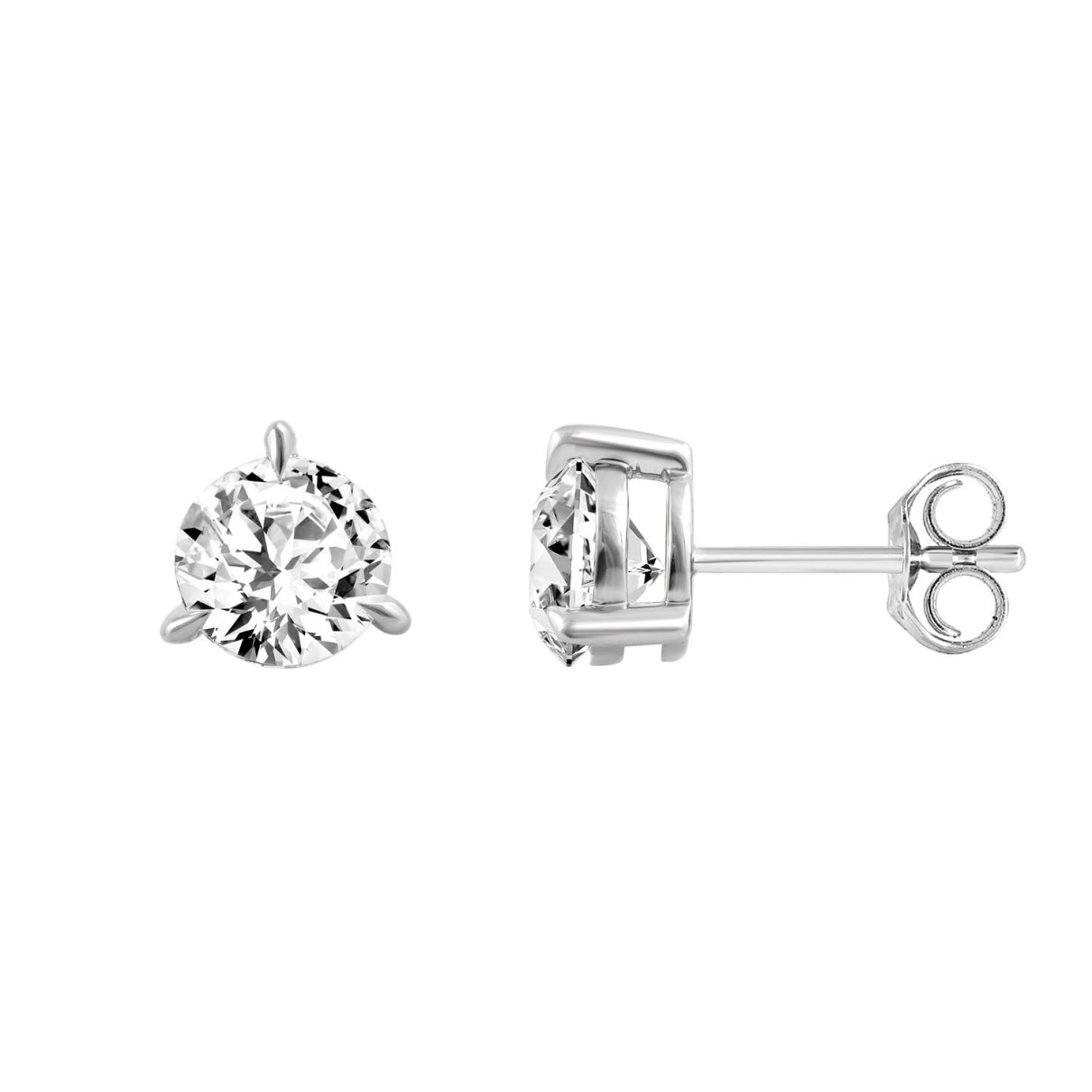 18K WHITE GOLD 1.00CT ROUND DIAMOND SOLITAIRE EARRINGS (TALON CLAWS LOCK)