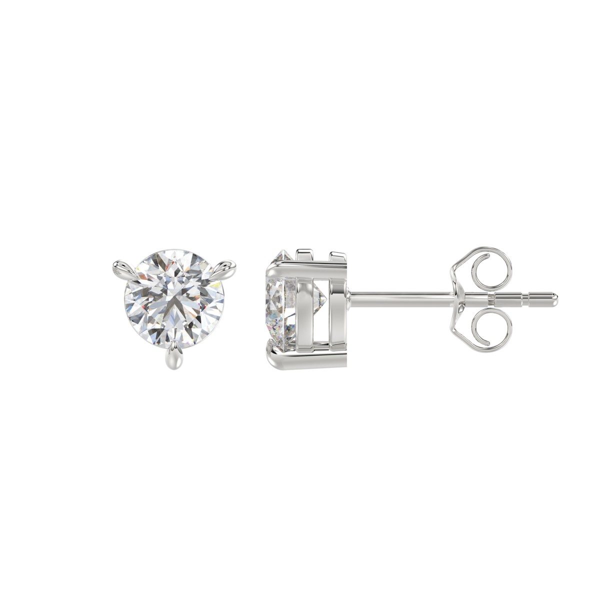 18K WHITE GOLD 1.00CT ROUND DIAMOND SOLITAIRE EARRINGS (TALON CLAWS LOCK)