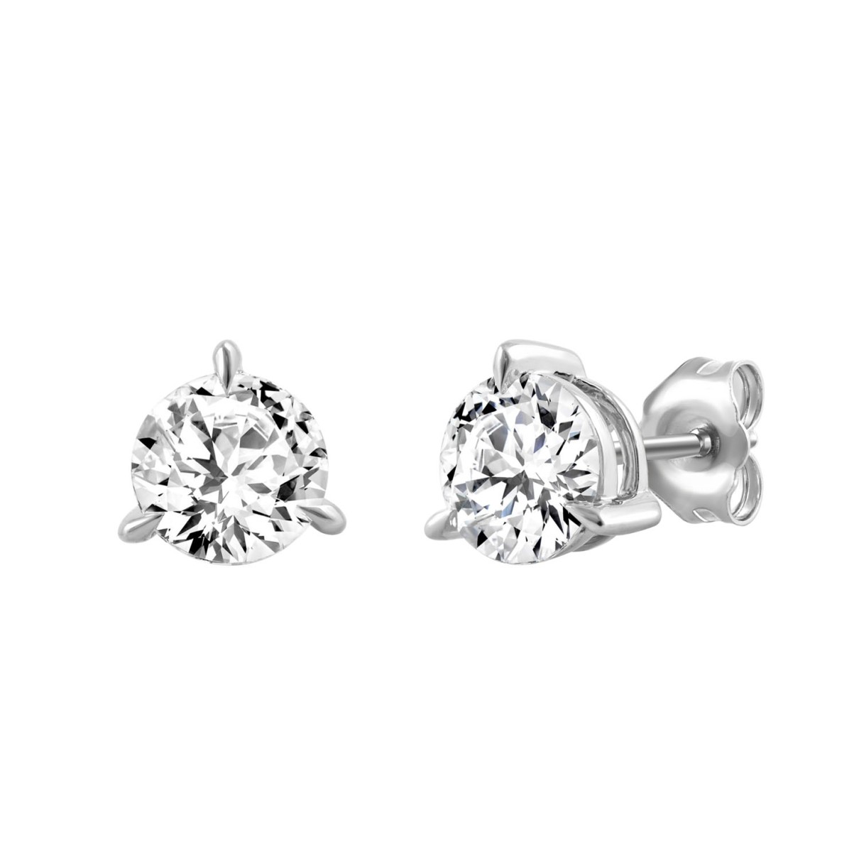 18K WHITE GOLD 1.00CT ROUND DIAMOND SOLITAIRE EARRINGS (TALON CLAWS LOCK)