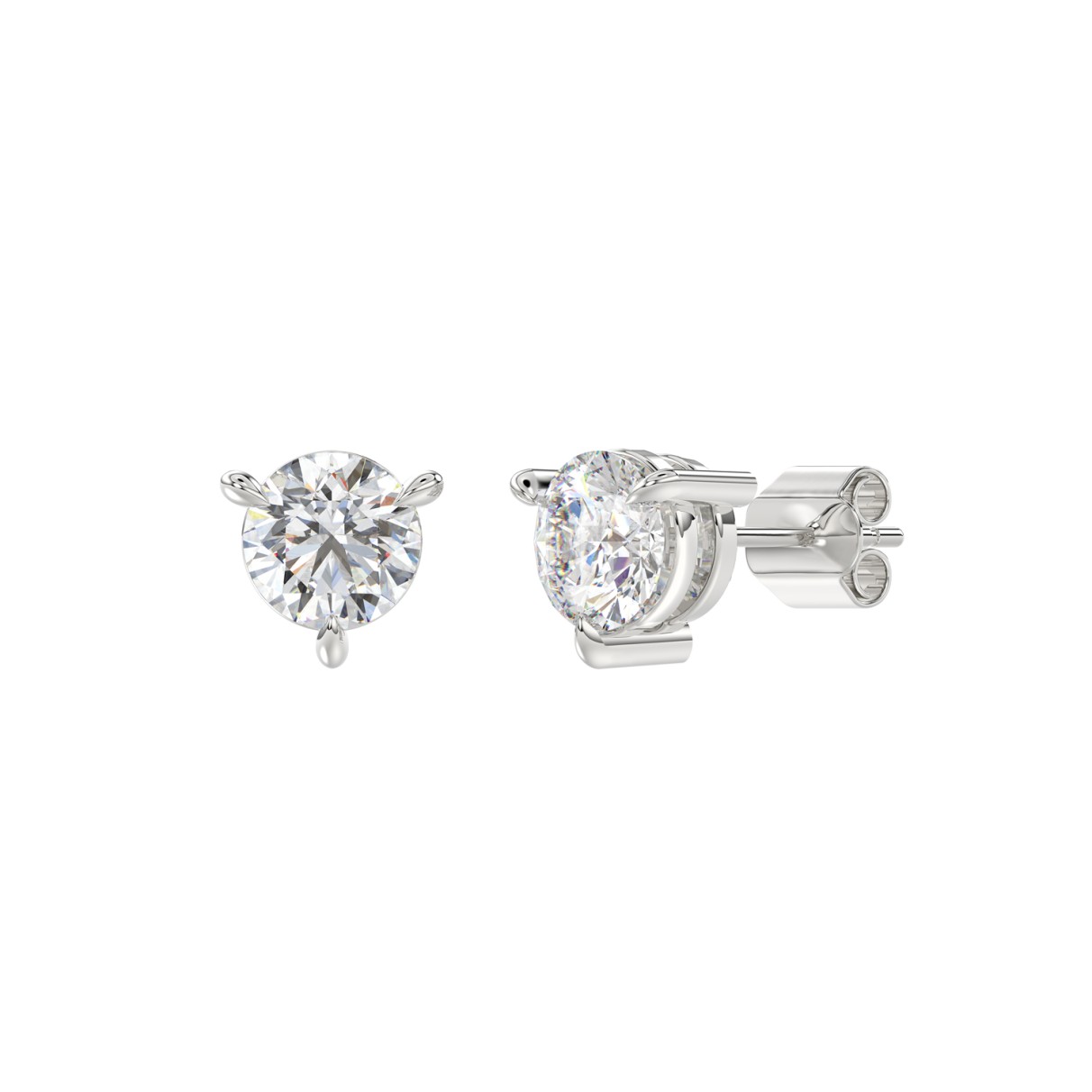 18K WHITE GOLD 1.00CT ROUND DIAMOND SOLITAIRE EARRINGS (TALON CLAWS LOCK)