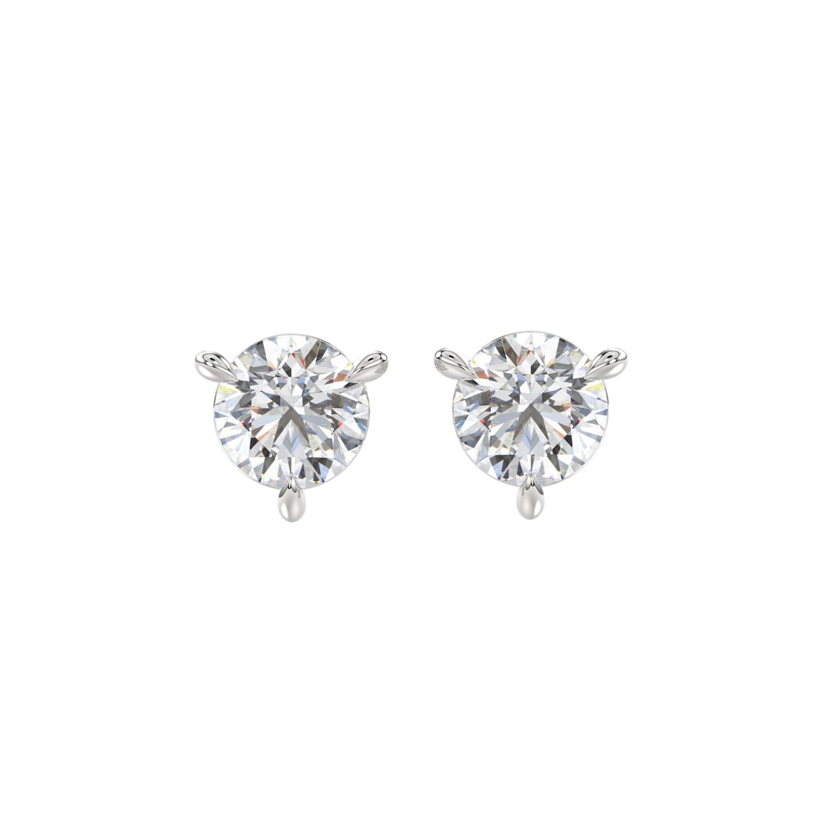 18K WHITE GOLD 1 1/2CT ROUND DIAMOND SOLITAIRE EAR...