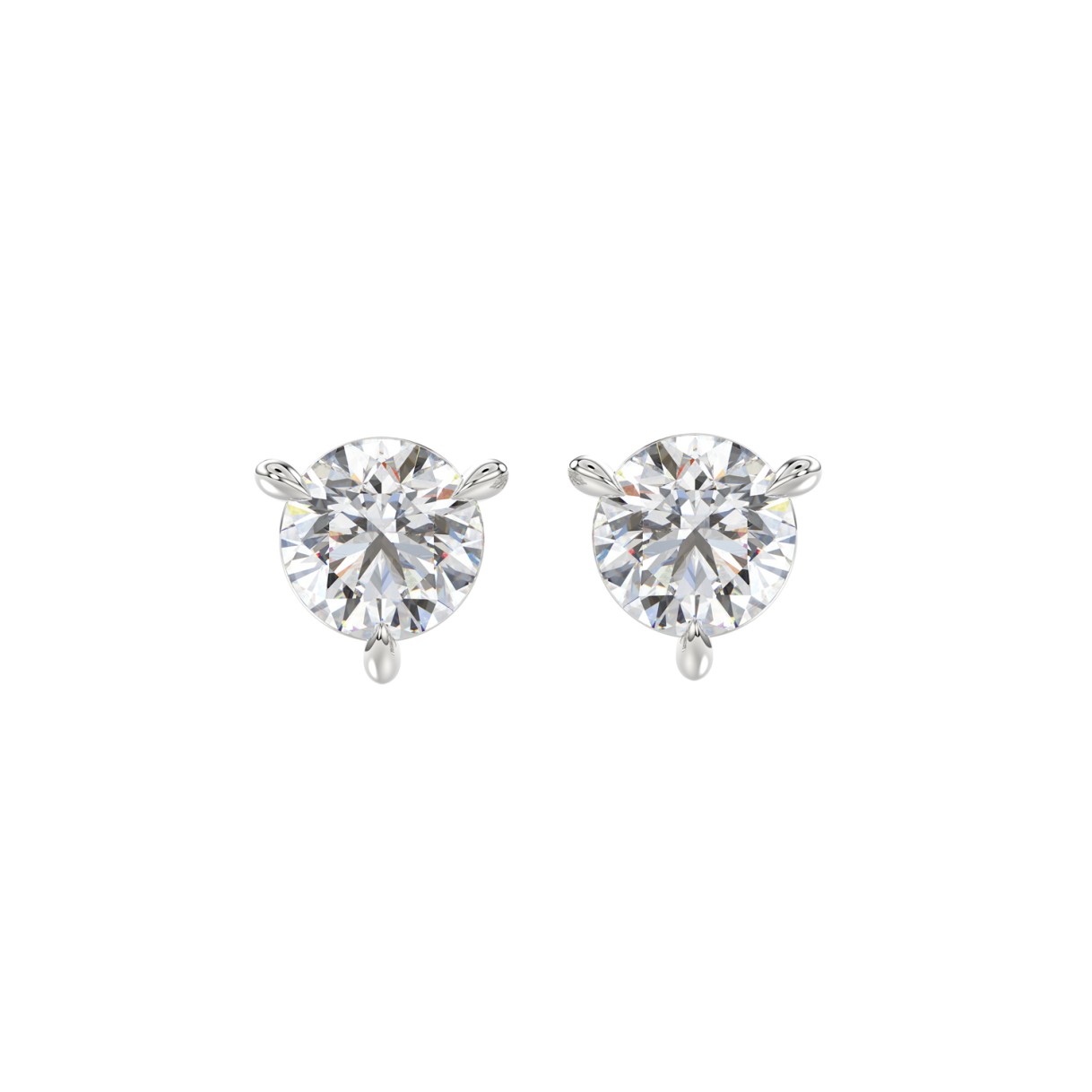 18K WHITE GOLD 1 1/2CT ROUND DIAMOND SOLITAIRE EAR...