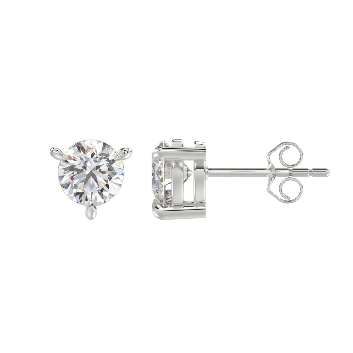 18K WHITE GOLD 1 1/2CT ROUND DIAMOND SOLITAIRE EARRINGS (TALON CLAWS LOCK)