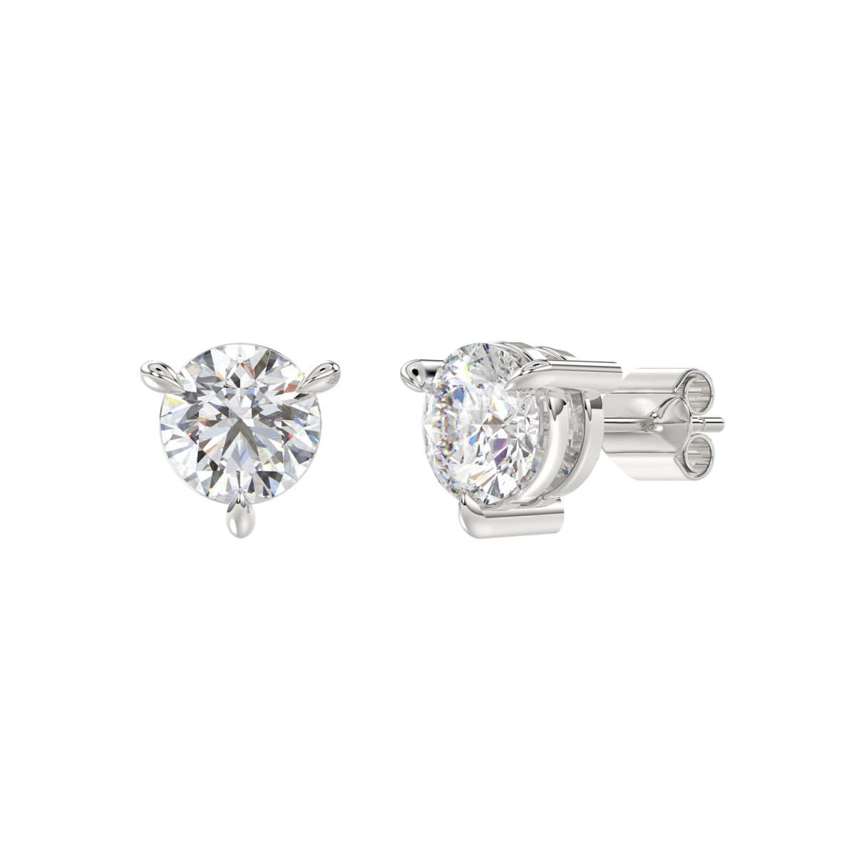 18K WHITE GOLD 1 1/2CT ROUND DIAMOND SOLITAIRE EARRINGS (TALON CLAWS LOCK)